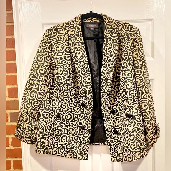 Liz Claiborne Black and Cream Patterned Blazer 20W - Picture 6 of 17